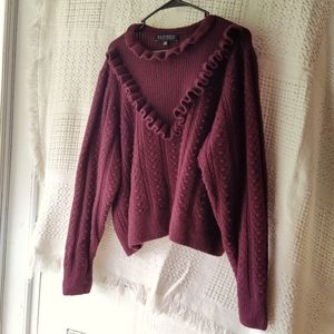 Eloquii Maroon Crop Top Sweater Knit/Woven Size 26 28
